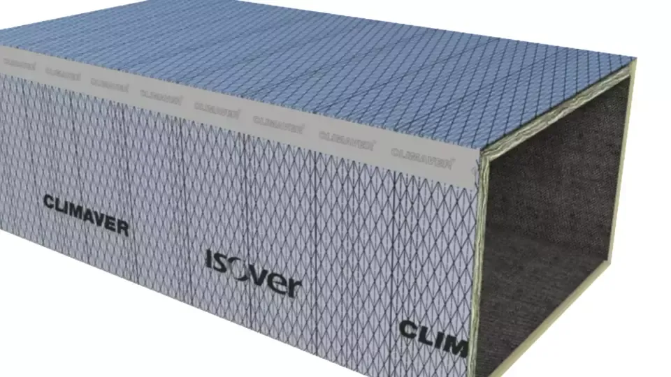 CLIMAVER neto duct section with the black glass-fabric inner face