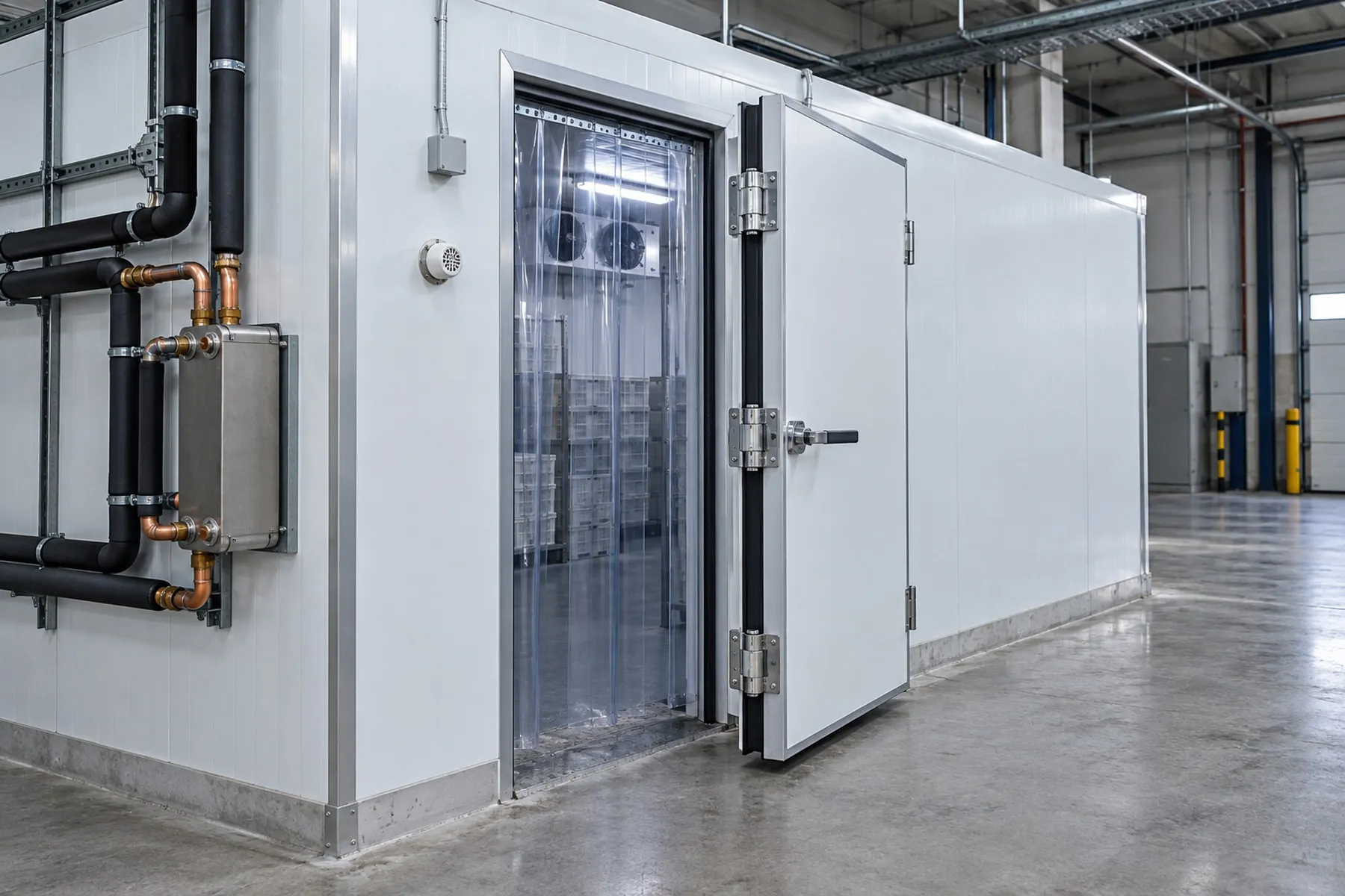 Insulated cold-room entrance and heat exchanger