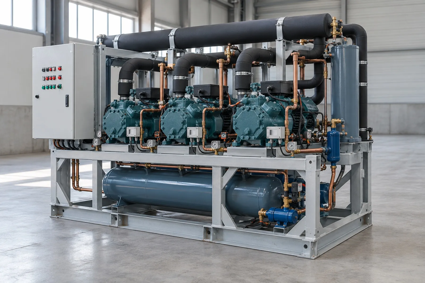 Three-compressor refrigeration rack
