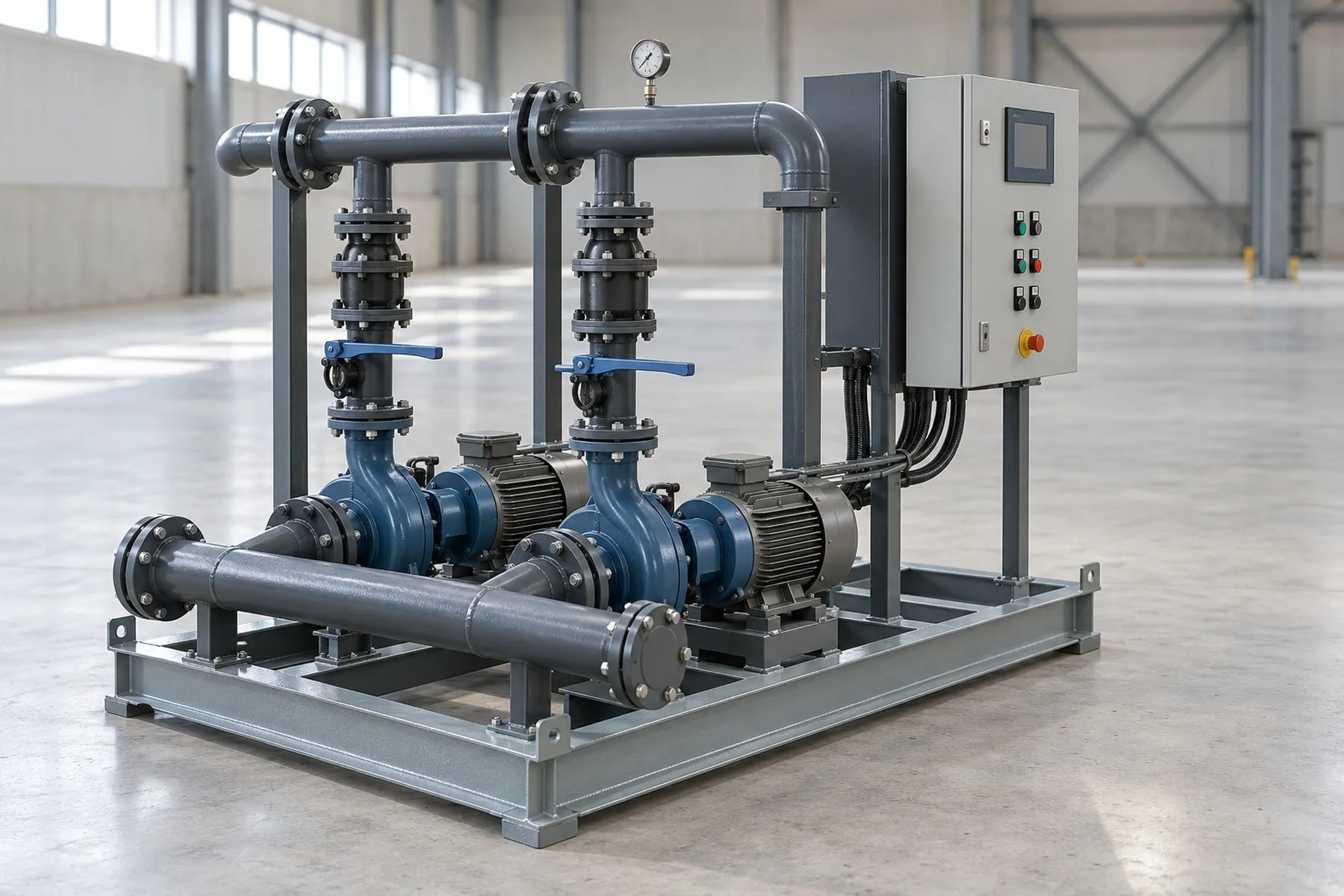 Duplex packaged water transfer pump set